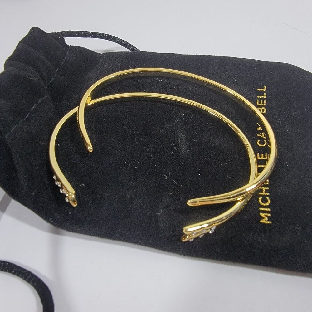 Michelle Campbell Gold Plated 2ā Piece Bracelet Talon Cuff Set With Bag